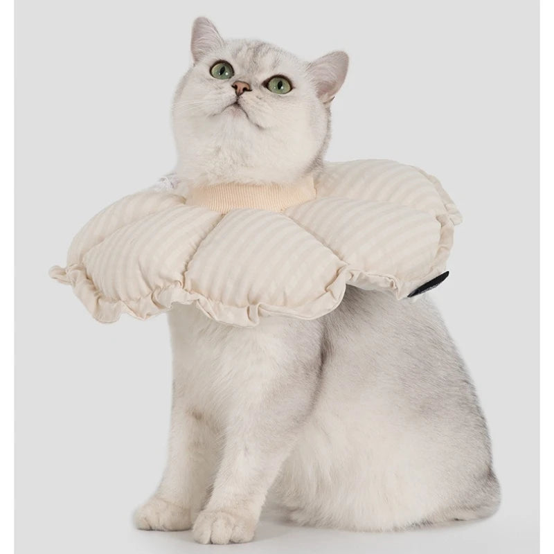 Adjustable, Flower, Plush, Cat, Elizabeth Collar, Lick-Proof, Surgery, Convertible, Drawstring, Cone, Waterproof, S/M/L Sizes