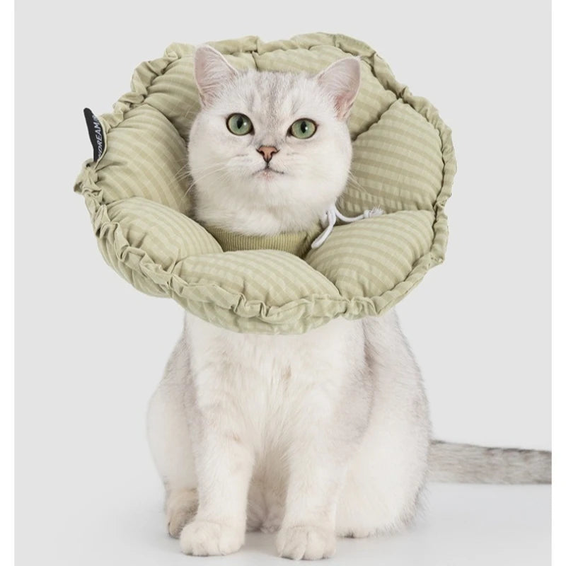 Adjustable, Flower, Plush, Cat, Elizabeth Collar, Lick-Proof, Surgery, Convertible, Drawstring, Cone, Waterproof, S/M/L Sizes
