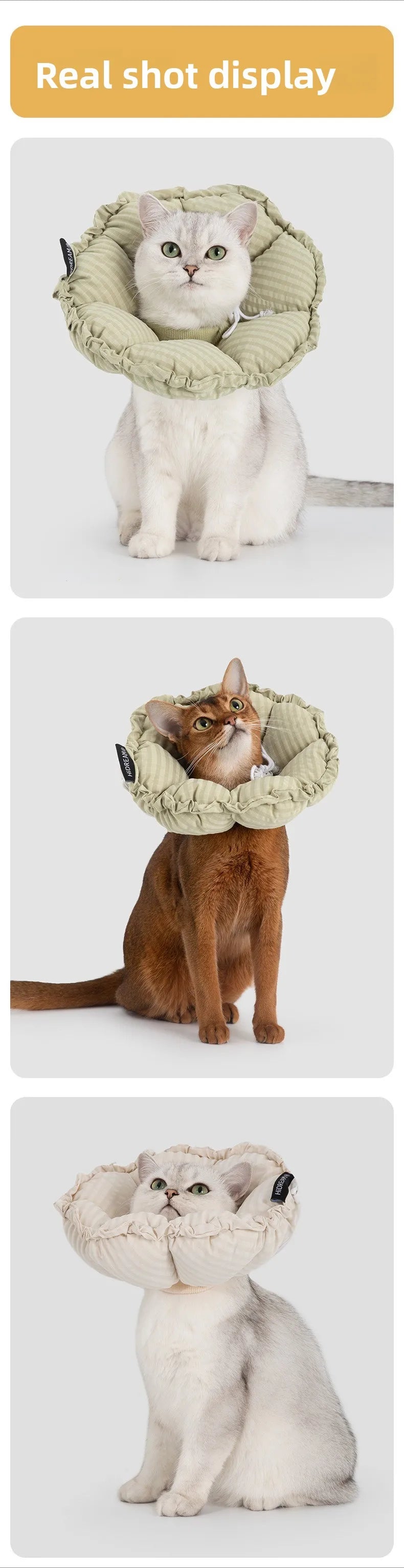 Adjustable, Flower, Plush, Cat, Elizabeth Collar, Lick-Proof, Surgery, Convertible, Drawstring, Cone, Waterproof, S/M/L Sizes